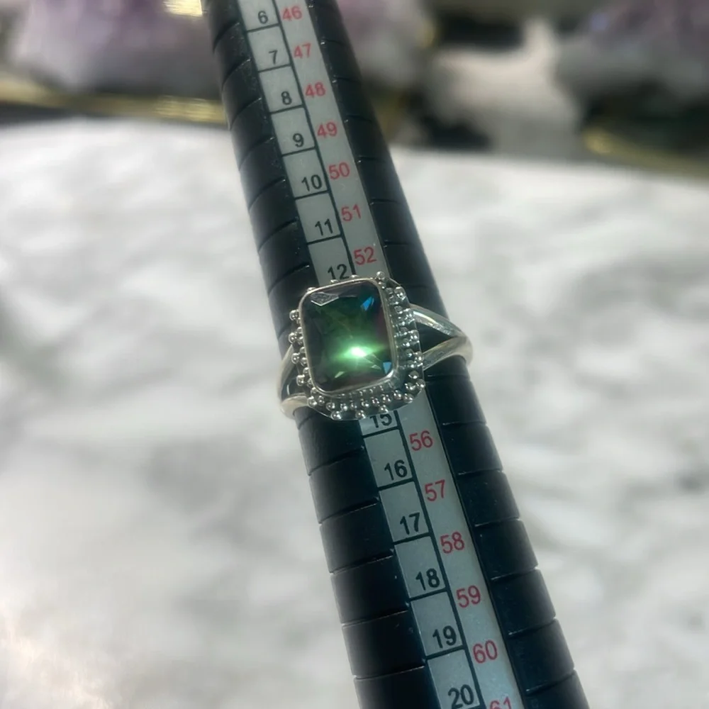 Mystic topaz 925 sterling silver ring in size 7